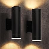 LUTEC Outdoor Wall Light Fixtures, Integrated LED Cylinder Up-Down Sconce, 16W 3000K Waterproof Aluminum Exterior Lighting, M