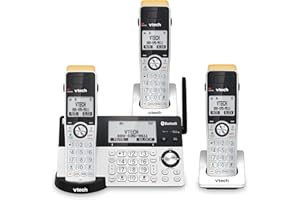 VTech IS8151-3 Super Long Range 3 Handset DECT 6.0 Cordless Phone for Home with Answering Machine, 2300 ft Range, Call Blocking, Bluetooth, Headset Jack, Power Backup, Intercom, Expandable to 12 HS