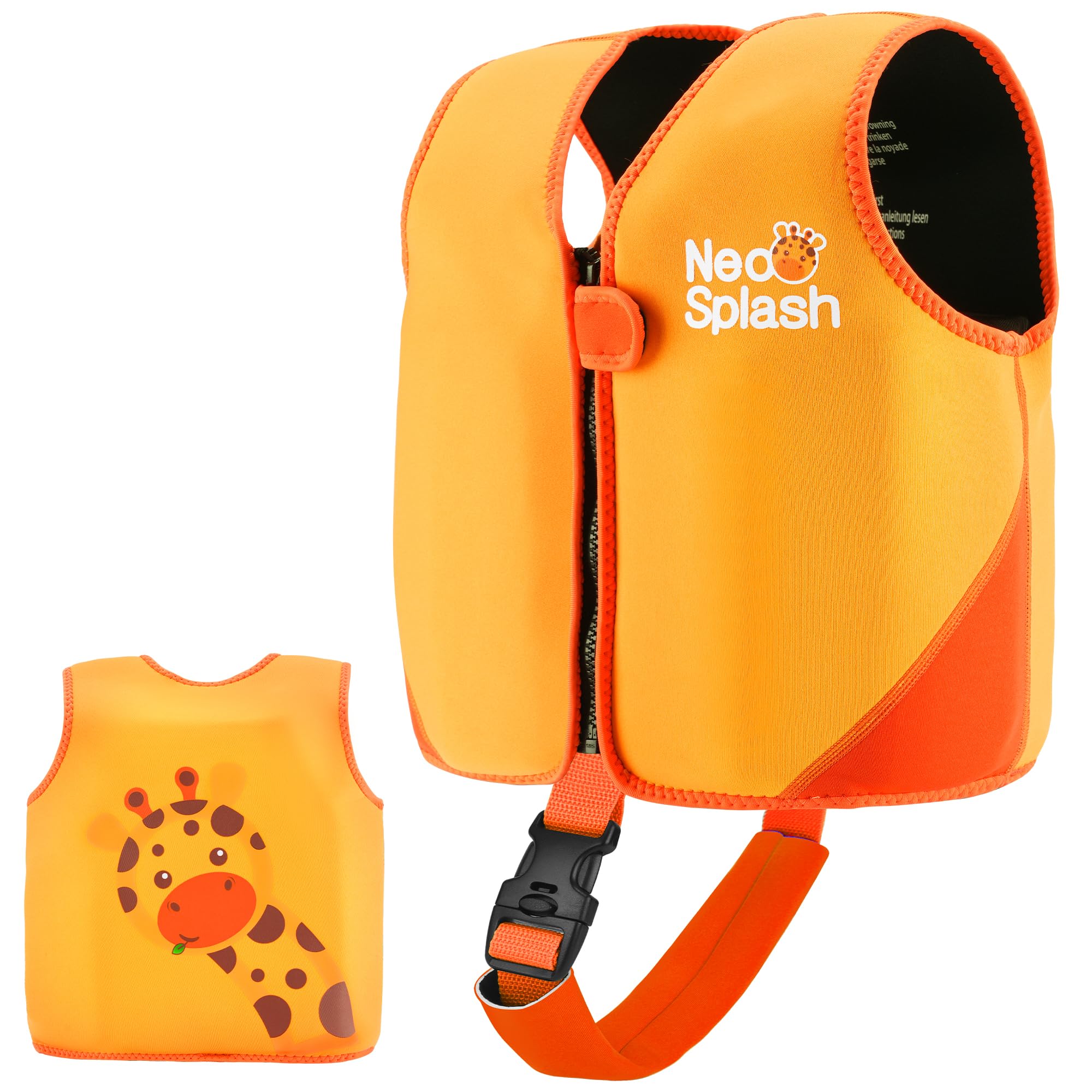 Kids Swim Vest with Adjustable Safety Straps for Ages 1-3 and 3-6 (Orange,3-6)