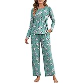 Namatime Womens Pajama Sets 2 Piece Lounge Set Sleepwear Soft Loungewear with Pockets Ladies Comfy Long Sleeve wrinkles Pjs