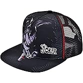 DC Comics The Joker Trucker Hat, Adult Adjustable Polyester Baseball Cap with Flat Brim for Men and Women, Black, One Size