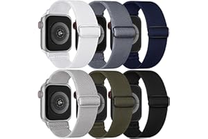 RECOPPA Stretchy Nylon Solo Loop 6-Pack Compatible with Apple Watch Bands 38mm 40mm 41mm 42mm 44mm 45mm 49mm, Waterproof Nylon Sport Elastic Band Strap Women Men for iWatch Series 9 8 7 6 5 4 3 2 1 SE Ultra 2