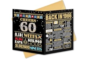 60th Birthday Card, Funny Gifts for Women Men, 60th Birthday Decorations for Him Her, Back in 1966, Black Gold