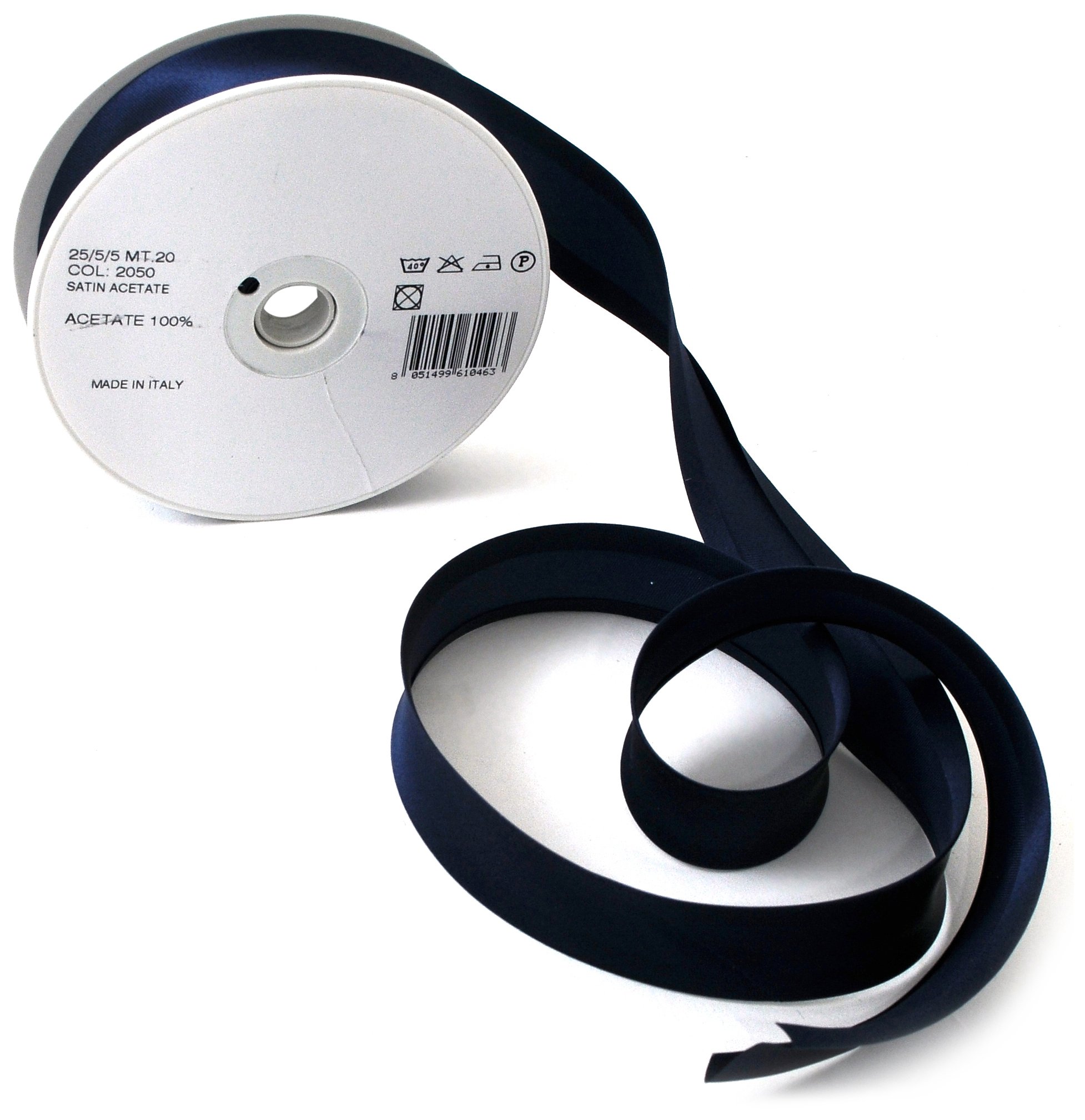 Inastri Acetate Satin Bias Binding 25/5/5mm Colour Navy Blue 2050