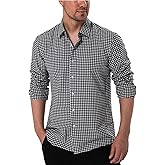 Manwan walk Men's Plaid Button Down Shirts Regular Fit Long Sleeve Casual Business Shirts
