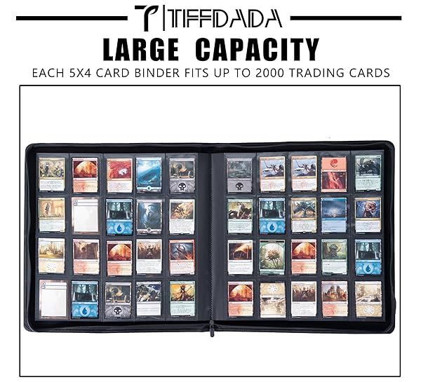 PREMIUM TRADING CARD BINDER,20 POCKET, HOLDS UP TO 2000 CARDS WITH RINGLESS 50 DOUBLE-SIDED SLEEVES, LABEL DESIGN WITH A PEN, SIDE LOADING CARD COLLECTION ALBUM FOLDER WITH ZIPPER FOR TCG,SPORTS CARDS