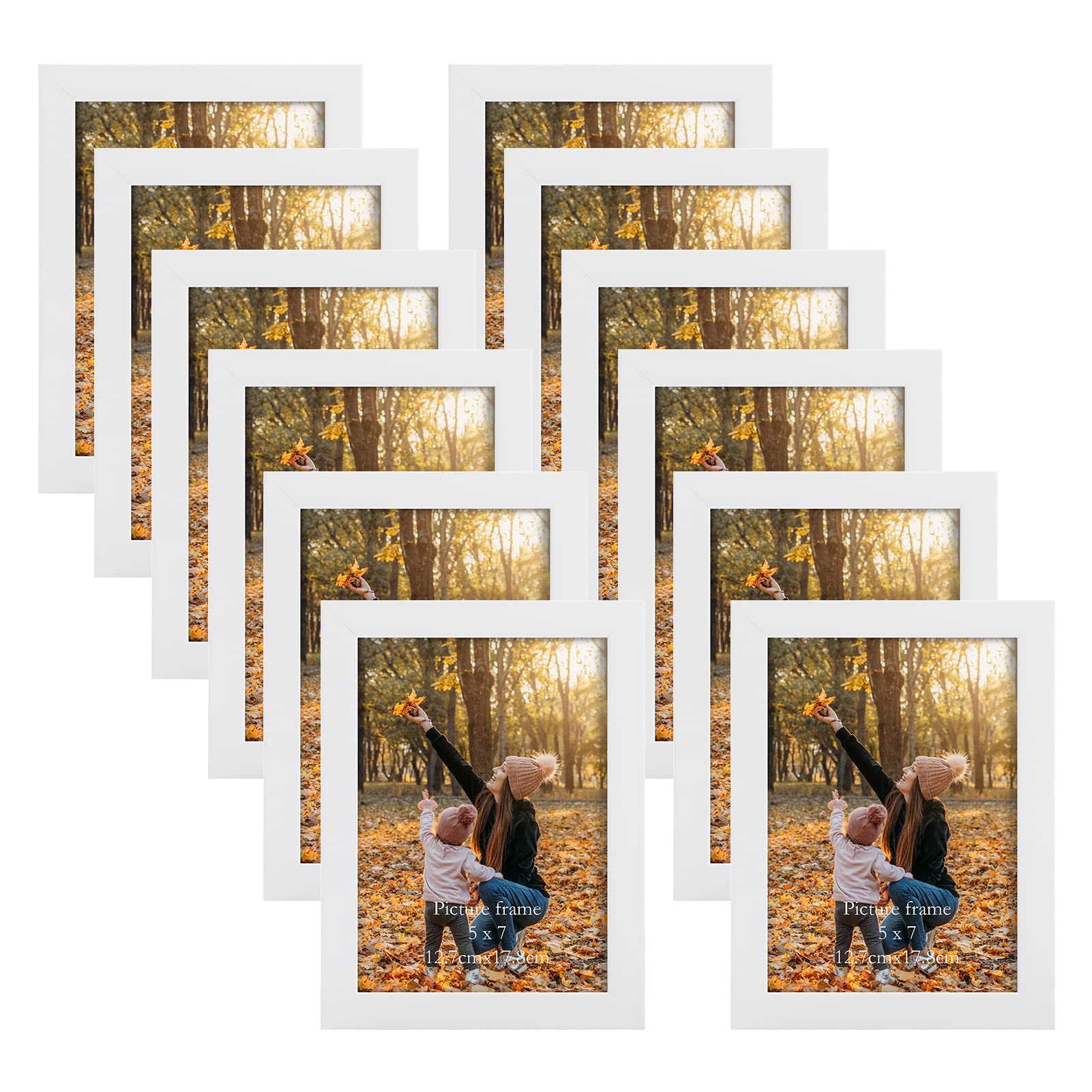 EXYGLO White 7x5 Photo Frames Set of 12, Multiple 5x7 Picture Frames for Wall & Tabletop Display