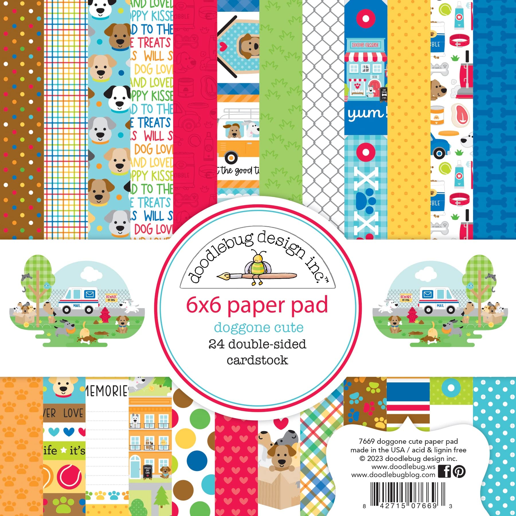 Doodlebug Double-Sided Paper Pad 6"X6" 24/Pkg-Doggone Cute