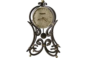 Howard Miller Vercelli Accent Mantel Clock, Classic Round Design Analog Dial Quartz Movement, Iron Finish Durable Vintage Style Idle Alarm Clock with Levelers for Home Decor, Office & Living Room