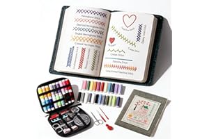 Embroidery Stitch Book 86 Pcs Embroidery Kit, Learn to Embroider Kit with a Complete Toolkit and Instructional Tutorial for A