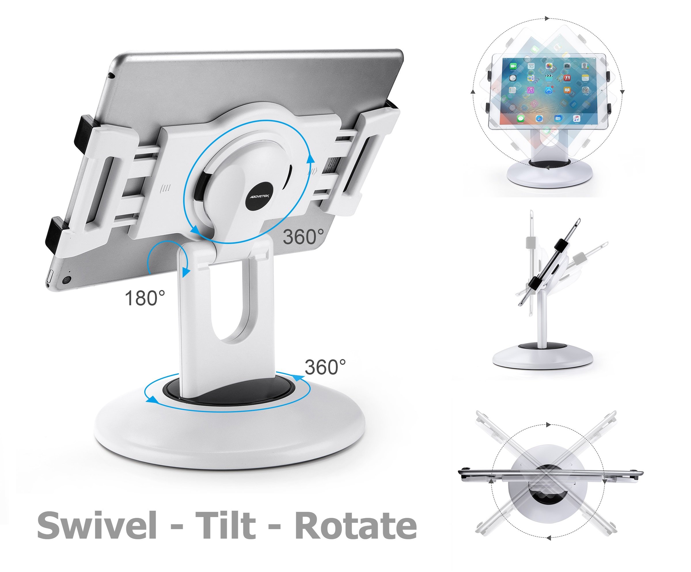 AboveTEK Retail Kiosk iPad Stand, 360° Rotating Commercial Tablet Stand
