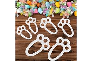 Sinload 6 Pcs Easter Bunny Footprint Stencil Bunny Feet Print Tracks Template Reusable Plastic Rabbit Feet Painting Stencil for Easter Party DIY Crafts Mixed Size