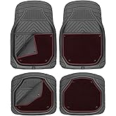 CAT® Detachable Deep Dish Car Floor Mats w/Removable Carpet Liner - Universal Fit for SUVs Trucks Sedans Washable Easy-Clean Automotive Floor Liners Heavy Duty All Weather Non-Slip Comfort - Burgundy
