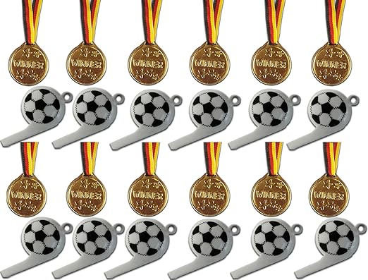 Kaufen-schenken-spielen 12 Fußball-Trillerpfeifen + 12 Gold Medaillen !