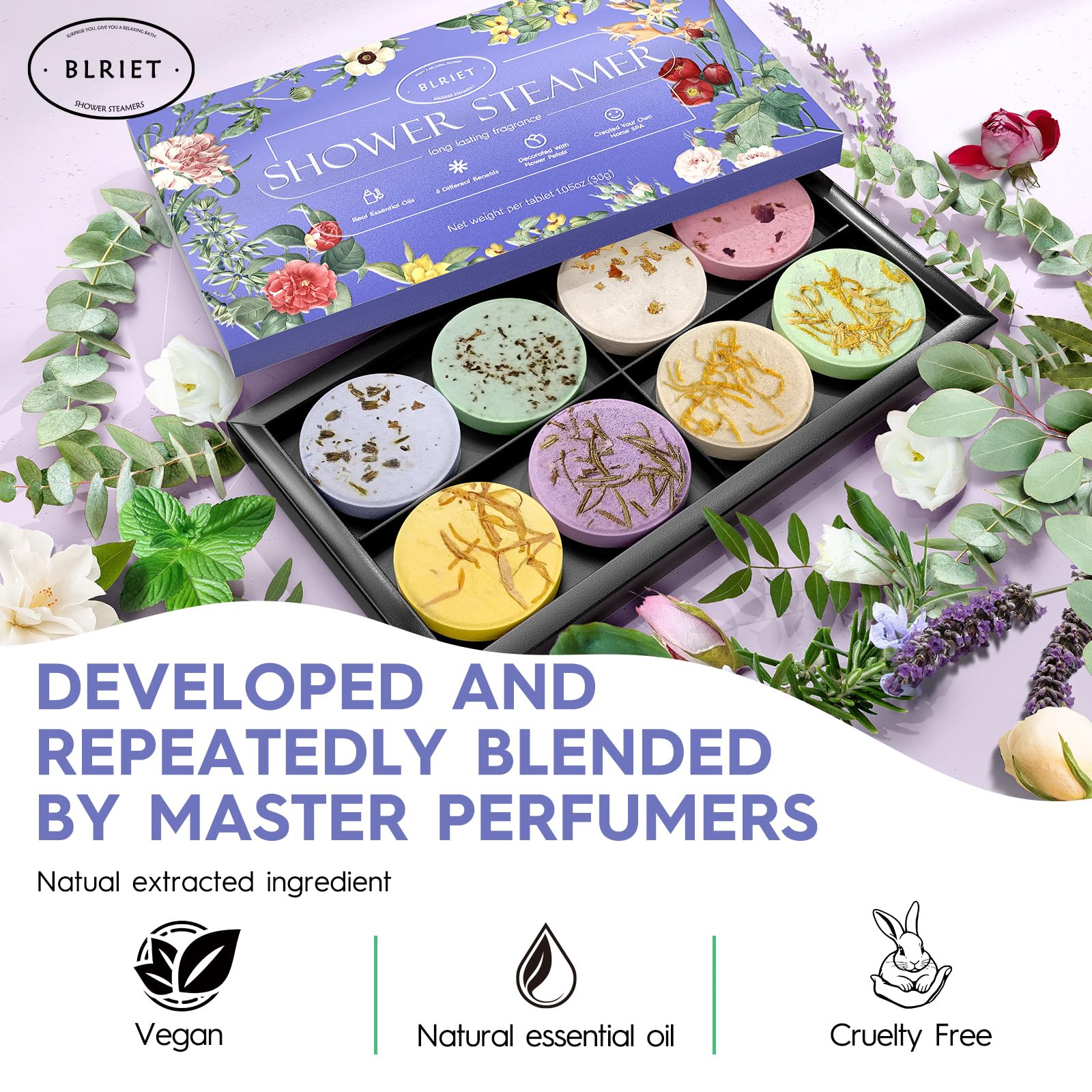 Shower Steamers Aromatherapy Spa Gifts for Women 8 Pack, Shower Bombs Birthday Gifts for Mom with Lavender Natural Essential Oils, Self Care Gifts for Women & Lover