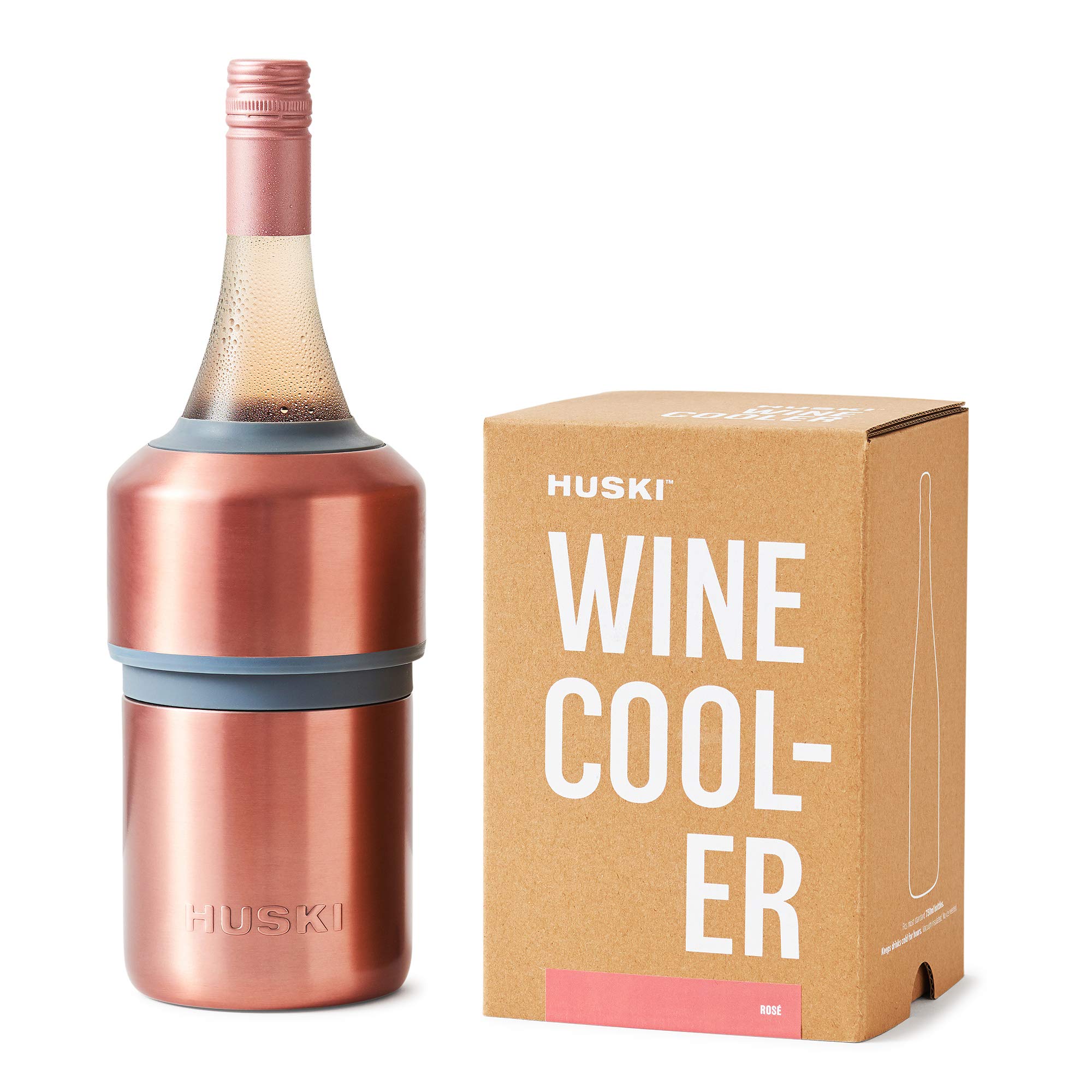 HuskiWine Cooler | Premium Iceless Wine Chiller | Keeps Wine Cold up to 6 Hours | Award Winning Design | New Wine Accessory | Fits Some Champagne Bottles | Perfect Gift for Wine Lovers (Rosé)