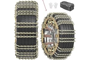 Barbella Car Snow Chains, Emergency Tire Chains for Car, Universal Anti Slip Snow Chains for SUV, Trucks, RV of Tire Width 215mm-285 mm (8.5-11.2 inch), Adjustable Lock for Ice, Snow, Mud, Sand