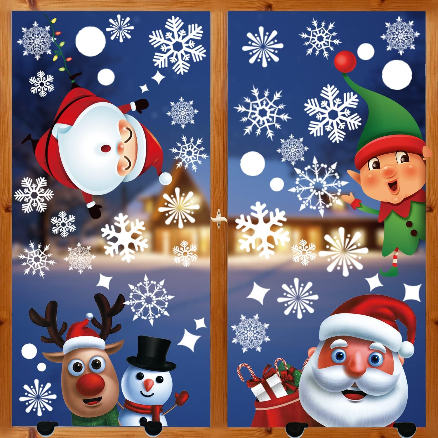 Window Treatments - Christmas Decorations Window Clings Decals,Window Stickers Decorations for Glass Windows, Christmas Snowflake Deer Santa Claus Window Clings for Holiday Home Office School Decorations