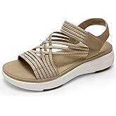 Vilanva Women's Comfortable Walking Sandals with Elastic Strap Light Weight Casual Summer Sandals for Trendy Footwear