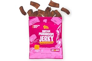 The Daily Good Mushroom Jerky - Single-Pack Snacks, Yummy High-Fiber Mushroom Snack, Meatless & Gluten-Free Food, Contains Eggs, Made from Shiitake Stalk, 0.58 lbs., Vegetarian, Hot & Spicy Flavor