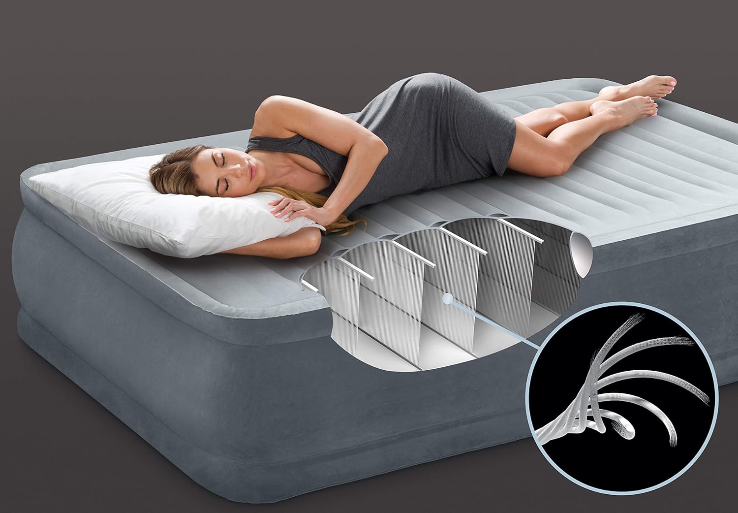 Intex Comfort Plush Elevated Dura-Beam Airbed with Internal Electric Pump, Bed Height 18", Twin : Sports & Outdoors