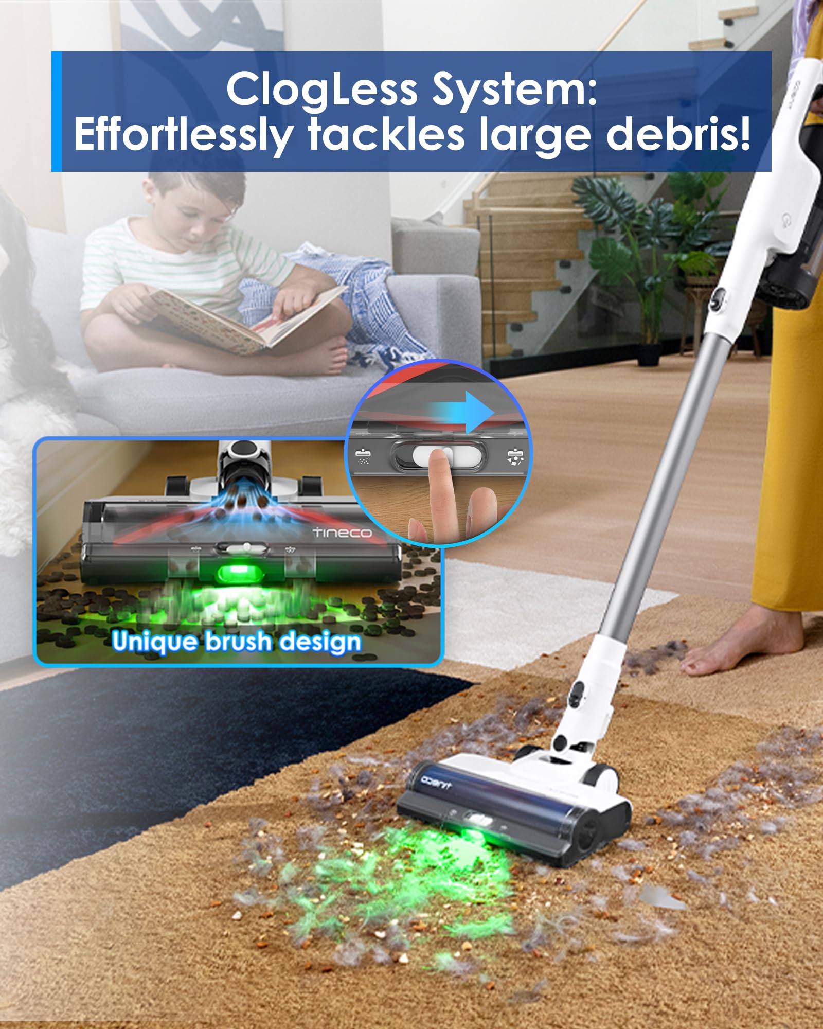 Tineco Pure ONE Station 5 Aspiradora inteligente inalámbrica con base de polvo automática de 2,5 L, autolimpieza de recorrido completo, succión de 175 W, tecnología ZeroTangle, sensor inteligente iLoop, adecuada para suelos duros y alfombras