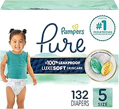 Pampers Pure Protection Baby Diapers, Size 5 (27+ lbs), 132 Count, Up to 100% Leakproof, Premium Plant-based Skin Protection,