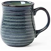 masoline 23 oz Large Ceramic Coffee Mugs, Handmade Cup with Large Handle, Big Tea and Coffee Cups for Office and Home, Microwave and Dishwasher Safe (Blue Green)