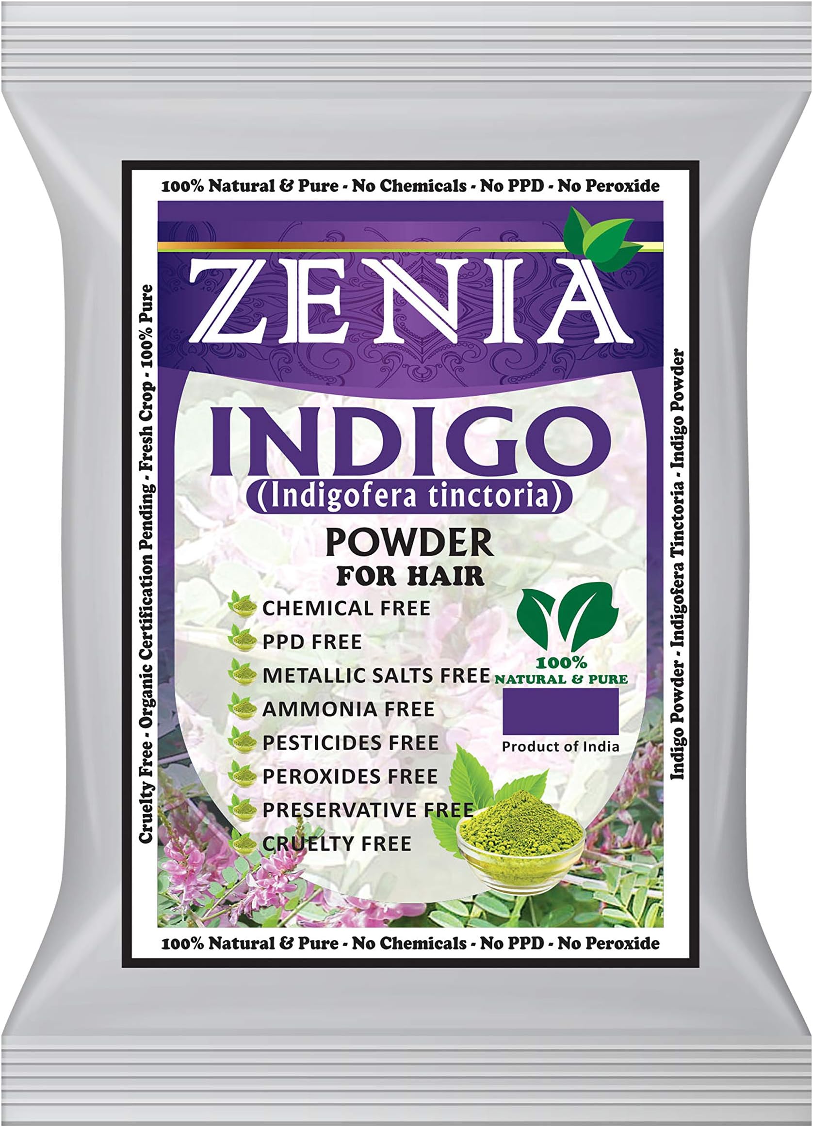 Zenia Indigo Powder (Indigofera Tinctoria) Hair/Beard Dye Color 100 grams