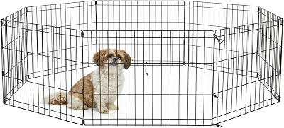 New World Folding Metal Dog Exercise Pen 1.5 m Play Space 46 cm Tall Black