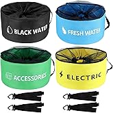 QWORK 4-Pack Waterproof RV Hose Bag Storage - Includes Fresh Water, Black Water, Electrical & Accessories Bags - Heavy-Duty B