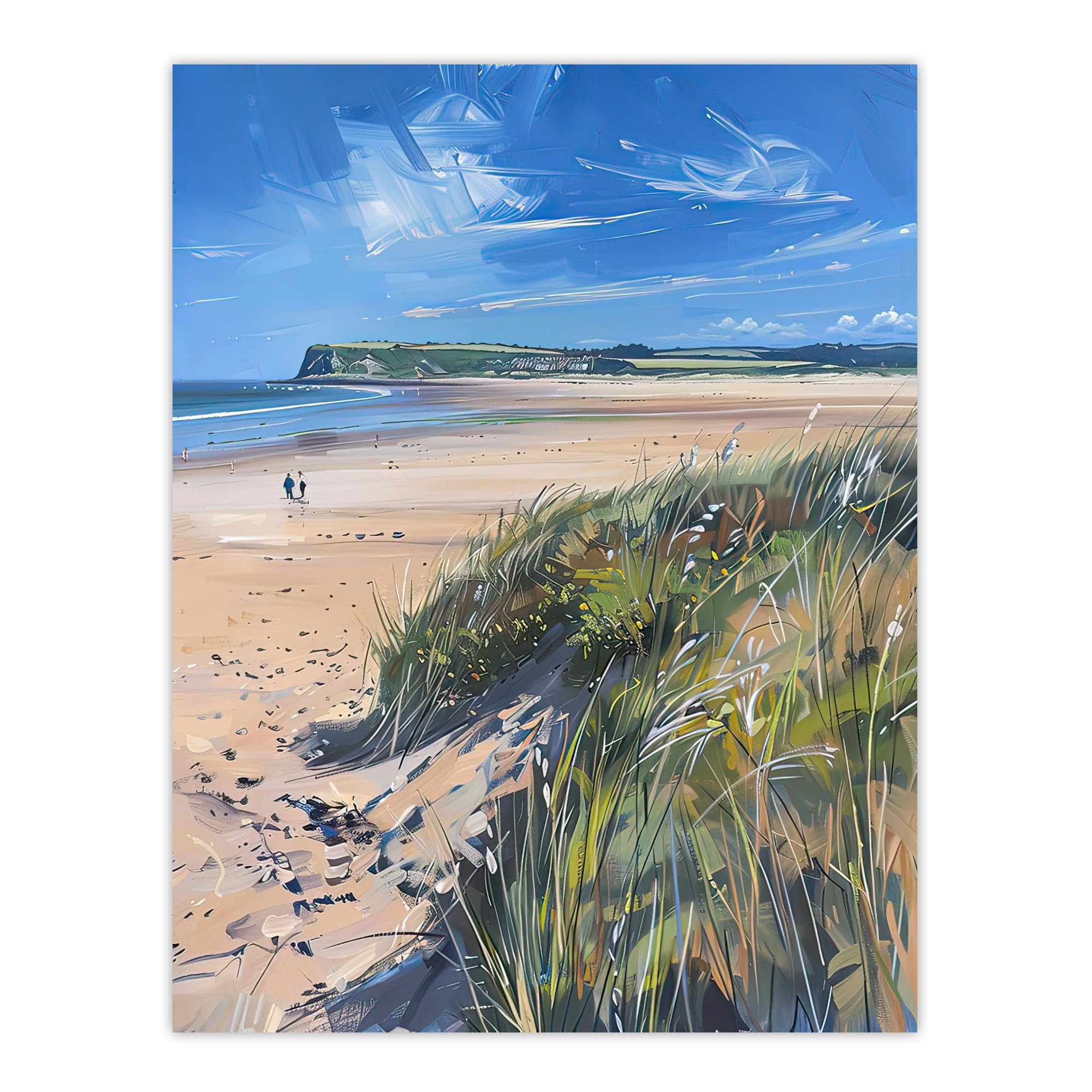 Artery8 Alnmouth Beach Painting Spring Coastal England Living Room Extra Large XL Wall Art Poster Print