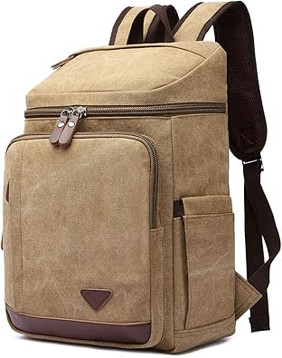 Mybag リュックサック バックパック ポケット多い 手提げ メンズ レディース 書類 修学旅行 バッグ キャンバス カーキ Miniba ミニバ メンズ Amazon