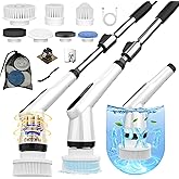 Dreazu Electric Spin Scrubber, Cordless Shower Scrubber for Bathroom | 10‑in‑1 shower cleaner brush with Extendable Handle, 2‑Speed, 44‑lbs High‑Torque for Bathtub, Toilet, Kitchen, Tile Floors