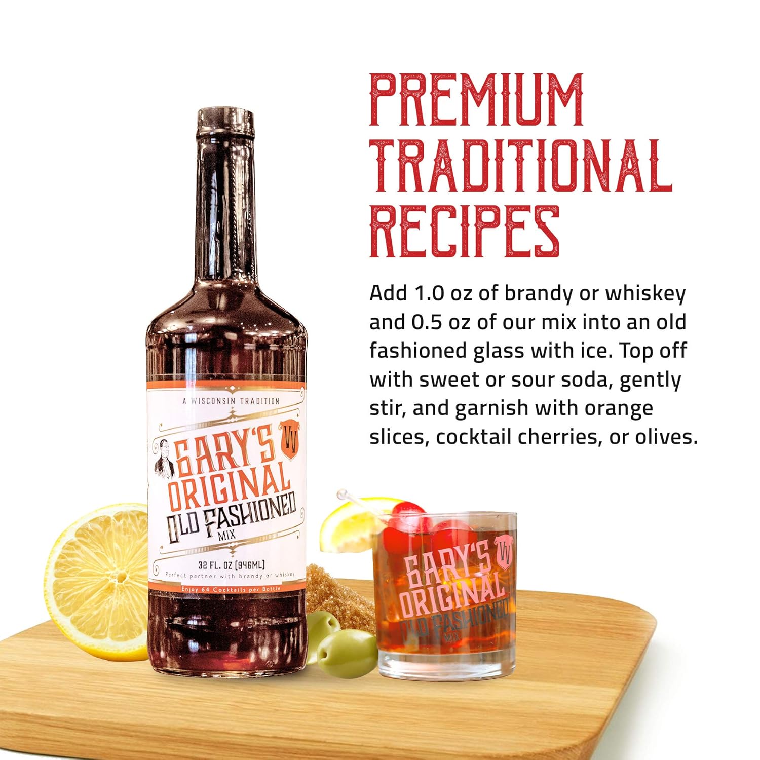 Amazon Com Gary S Old Fashioned Mix 32 Floz 64 Cocktails Per Bottle Premium Non Alcoholic Mixer Wisconsin Tradition Old Fashioned Drink Mix Grocery Gourmet Food