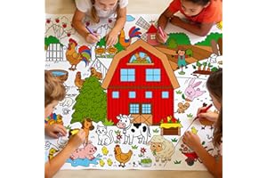 Farm Animal Coloring Tablecloth,Farm Animals Themed Crafts for Paper Coloring Banner Games Activities Gifts Party Decorations
