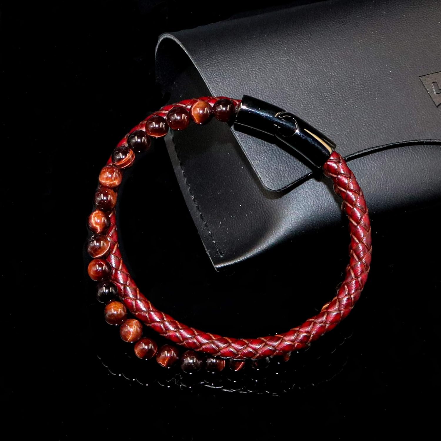 vintage red mens bracelet bead leather bracelet bracelet for men mens leather bracelet mens leather bracelet leather bracelet for men leather bracelet: Clothing