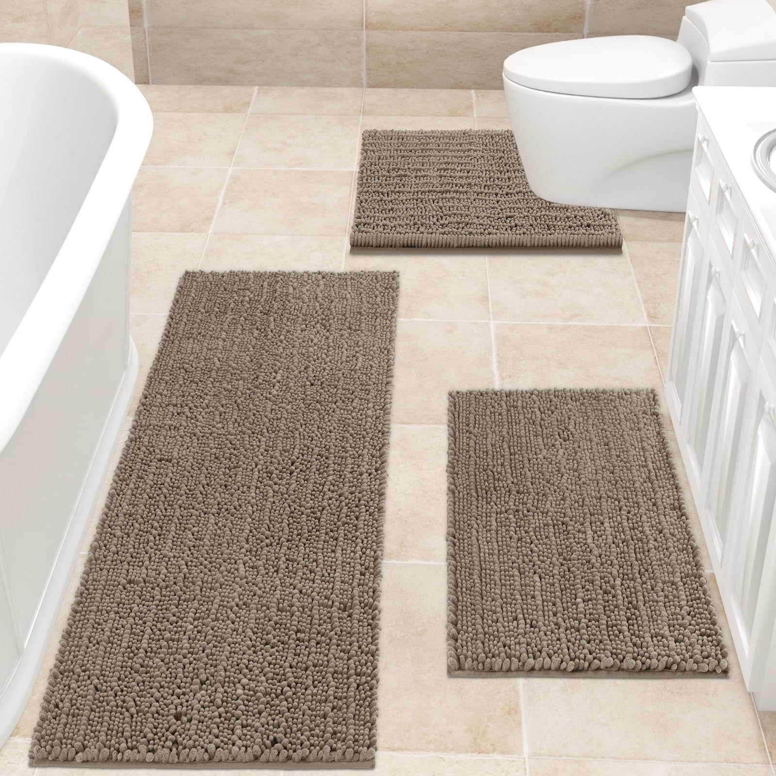 Large Bathroom Rug Beige