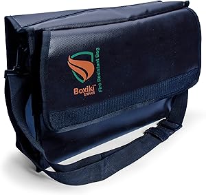Boxiki Travel Fireproof Document Bag - Fire and Water Resistant Safe Storage Important Documents and Money Bag for Luggage, Passport, Cash, Jewelry (Large)