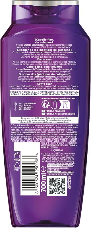 Champô L'Oréal Paris Elvive Collagen Lifter 72H Volume, 700ml