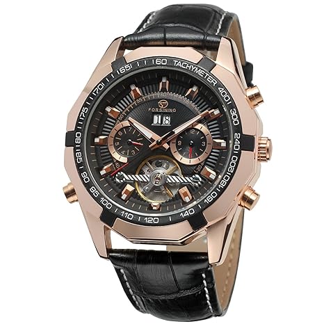 Forsining Men's Automatic Tourbillon Leather Wrist Watch FSG340M3
