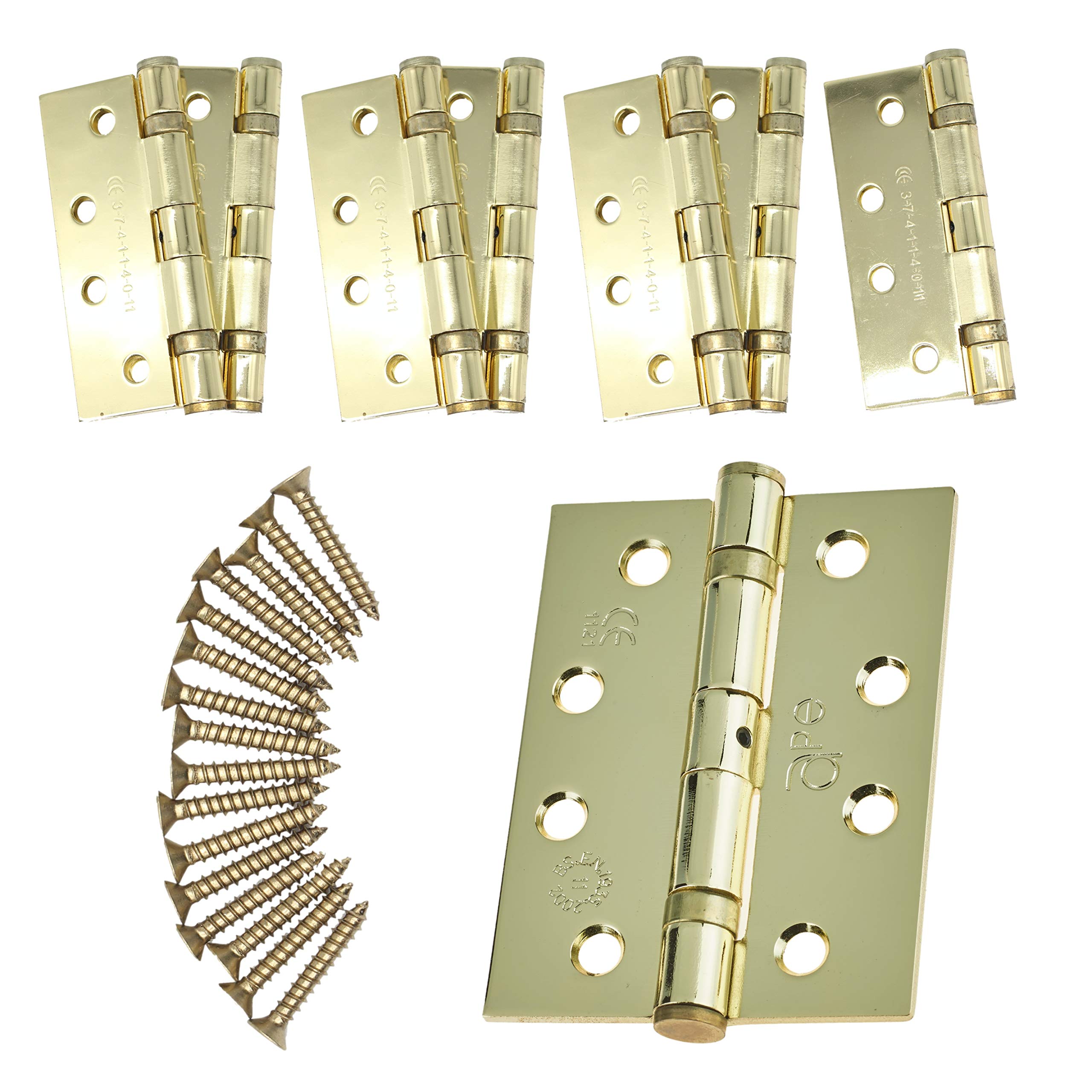 Door Hinge 4" / 102mm PVD Brass Ball Bearing Washer CE Grade 11 for Fire Door 4 Pair