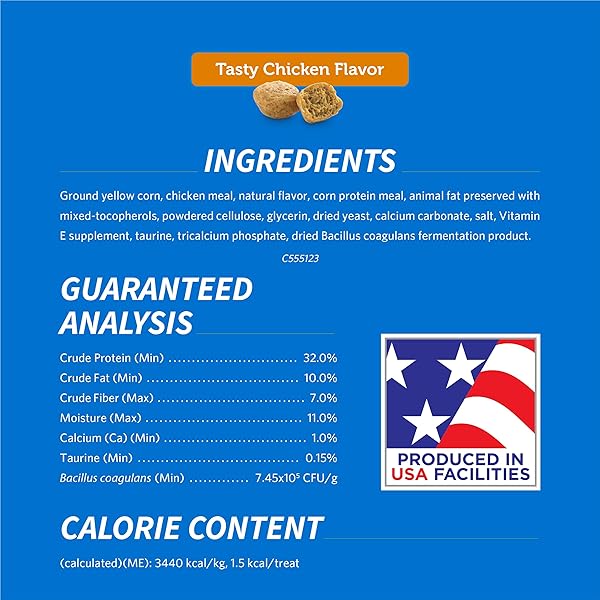 PURINA DENTALIFE MADE IN USA FACILITIES CAT DENTAL TREATS, TASTY CHICKEN FLAVOR – 19 OZ. POUCH