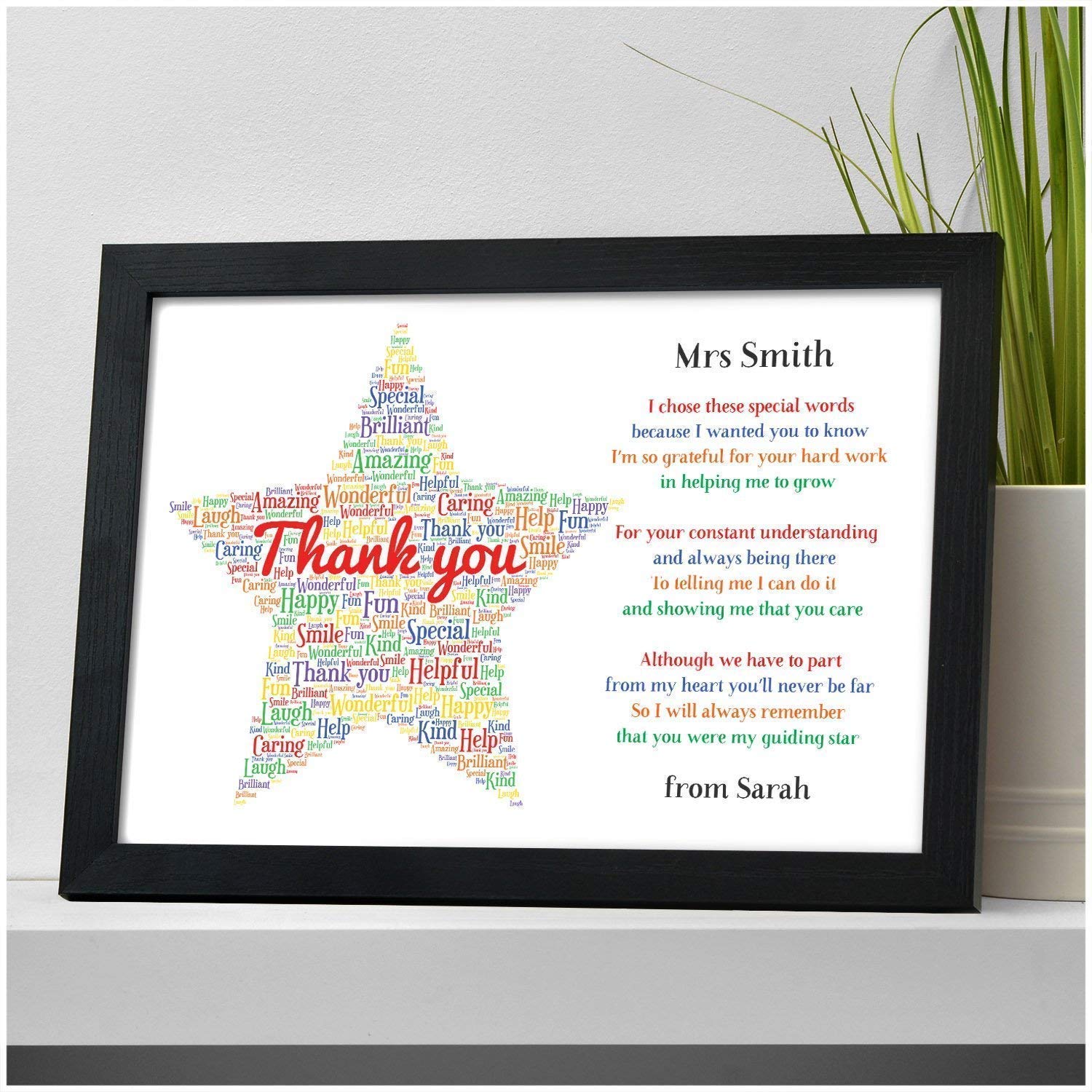 Personalised Thank You Teacher Gift STAR School Teacher TA Nursery