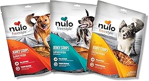 Nulo Puppy & Adult Freestyle Jerky Dog Strips: Natural Healthy Real Meat Grain Free Dog Treats for Training or Reward - 5 oz Bag