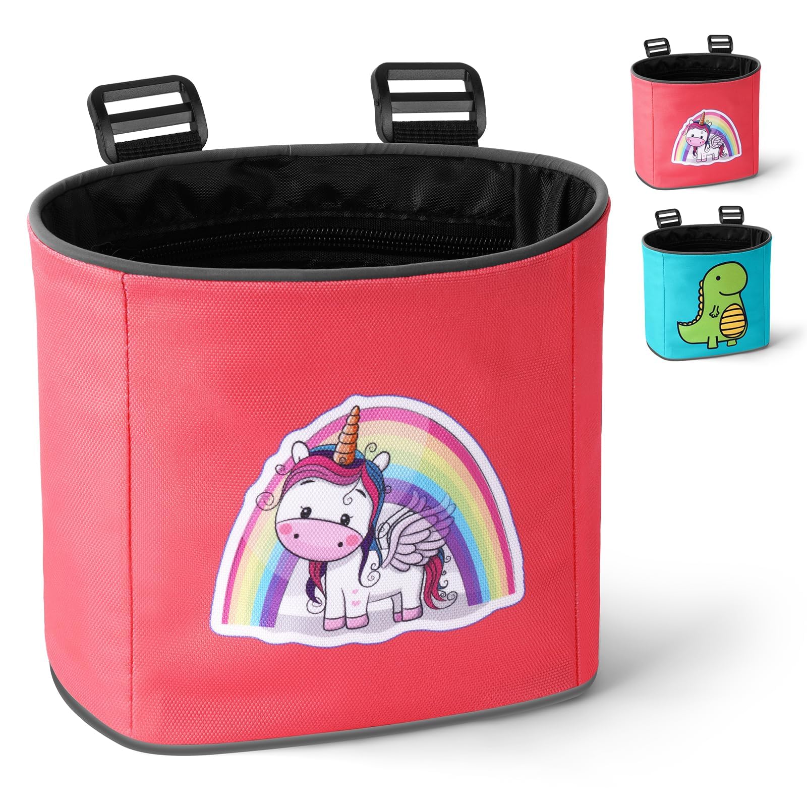 Adiwo Bike Basket Kids, Girls Bike Basket Waterproof Bicycle Front Basket, Detachable Bike Handlebar Basket, 210D Oxford Cloth Basket Carrier Bag with Cartoon Pattern, Bike Accessories For Girls Boy