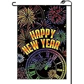 Happy New Year Garden Flag 12x18 Inch Vertical Double Sided Winter Firework Sparkle Night Sky Small Flags Celebrate Party Farmhouse Outside Decoration For Yard (ONLY FLAG) XN12