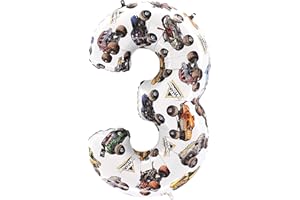 Toyland® 26" (66cm) Monster Jam™ Number 3 Foil Balloon - Large Monster Truck Birthday Balloon - Party Decoration, Air or Heli
