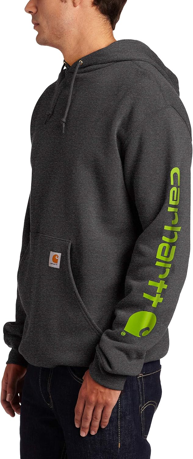 Carhartt Men's Midweight Sleeve Logo Hooded Sweatshirt (Regular and Big & Tall Sizes): Clothing