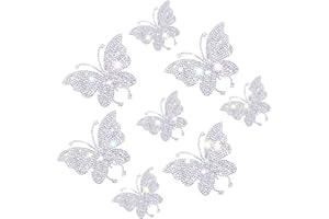 Frienda 8 Pcs Bling Butterfly Car Decals Women Crystal Rhinestone Shiny Butterfly Stickers Accessories for Car Body Bumper Window Laptop Automotive Interior Exterior Sticker Decor(AB Color)